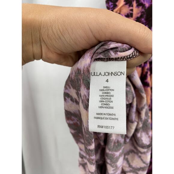 ULLA JOHNSON 4 Sascha Purple Ruched Midi Dress - Picture 7 of 12